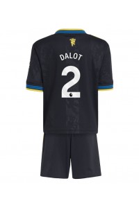 Manchester United Diogo Dalot #2 Jalkapallovaatteet Lasten Kolmas peliasu 2025-26 Lyhythihainen (+ Lyhyet housut)
